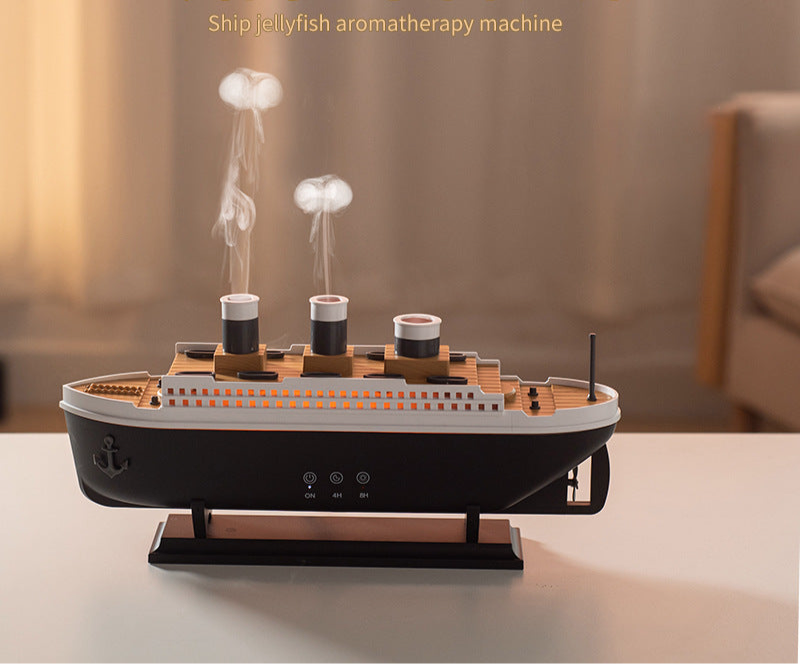 New Simulation Ship Smoke Ring Aroma Diffuser Desktop Creative Volcano Spray Jellyfish Cruise Fragrance Humidifier