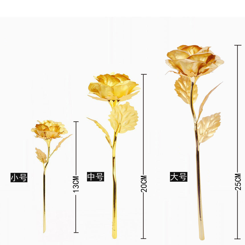 Gold Foil Rose Flower Large Gold Foil Flower Tanabata Gift Gold Rose Flower Chocolate Flower For Girlfriend Small Size