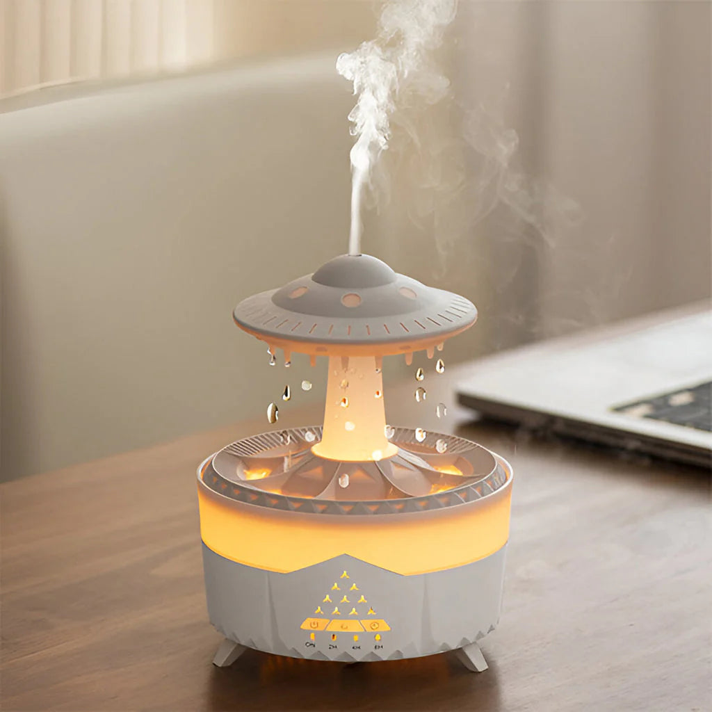 New Raindrop Fragrant Machine Essential Oil Diffuser Home Desktop Rotating Water Drop Humidifier Colorful Raindrop Aromatherapy Machine