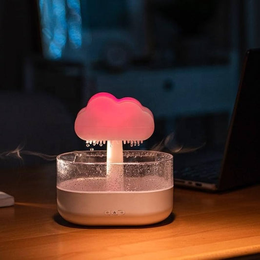 New Product Raindrop Aroma Diffuser USB Colorful Mushroom Cloud Simulation Rain Home Desktop Ultrasonic Atomization Humidifier
