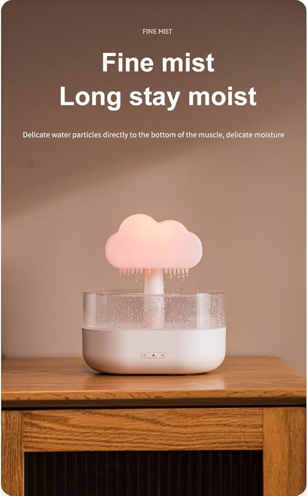 New Product Raindrop Aroma Diffuser USB Colorful Mushroom Cloud Simulation Rain Home Desktop Ultrasonic Atomization Humidifier
