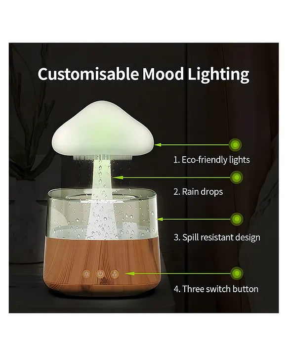 Cross-border Bluetooth Audio Raindrop Aromatherapy Humidifier Ultrasonic Humidifier Colorful Mushroom Cloud Raindrop Night Light