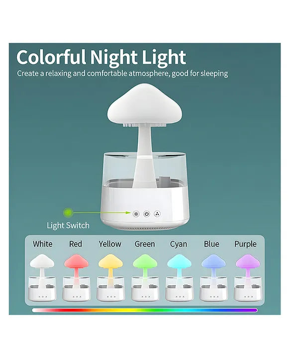 Cross-border Bluetooth Audio Raindrop Aromatherapy Humidifier Ultrasonic Humidifier Colorful Mushroom Cloud Raindrop Night Light