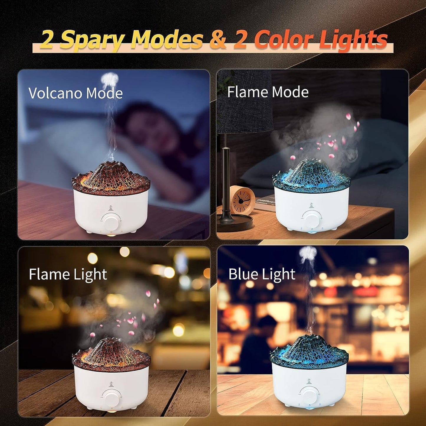 New Volcanic Lava Aromatherapy Machine Home Desktop Flame Humidifier Advanced Sense Simulation Flame Aromatherapy Machine Cross Border