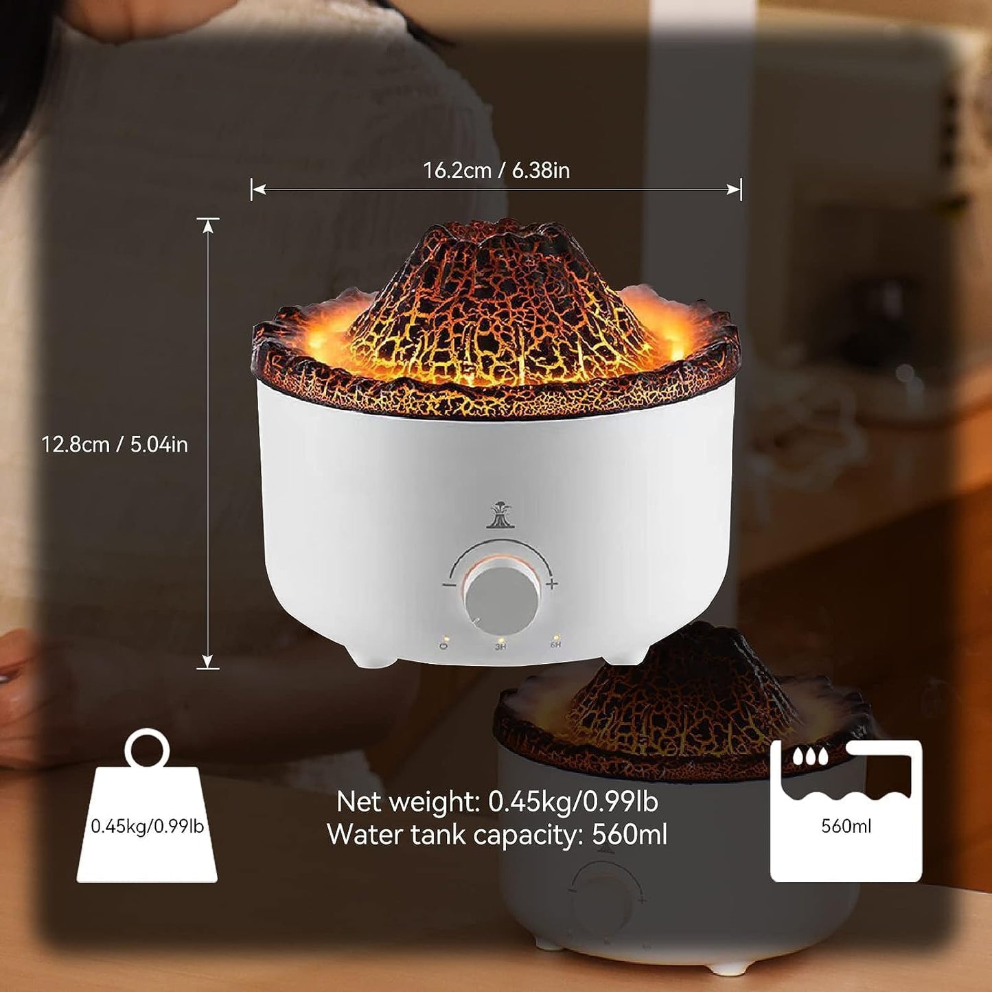 New Volcanic Lava Aromatherapy Machine Home Desktop Flame Humidifier Advanced Sense Simulation Flame Aromatherapy Machine Cross Border