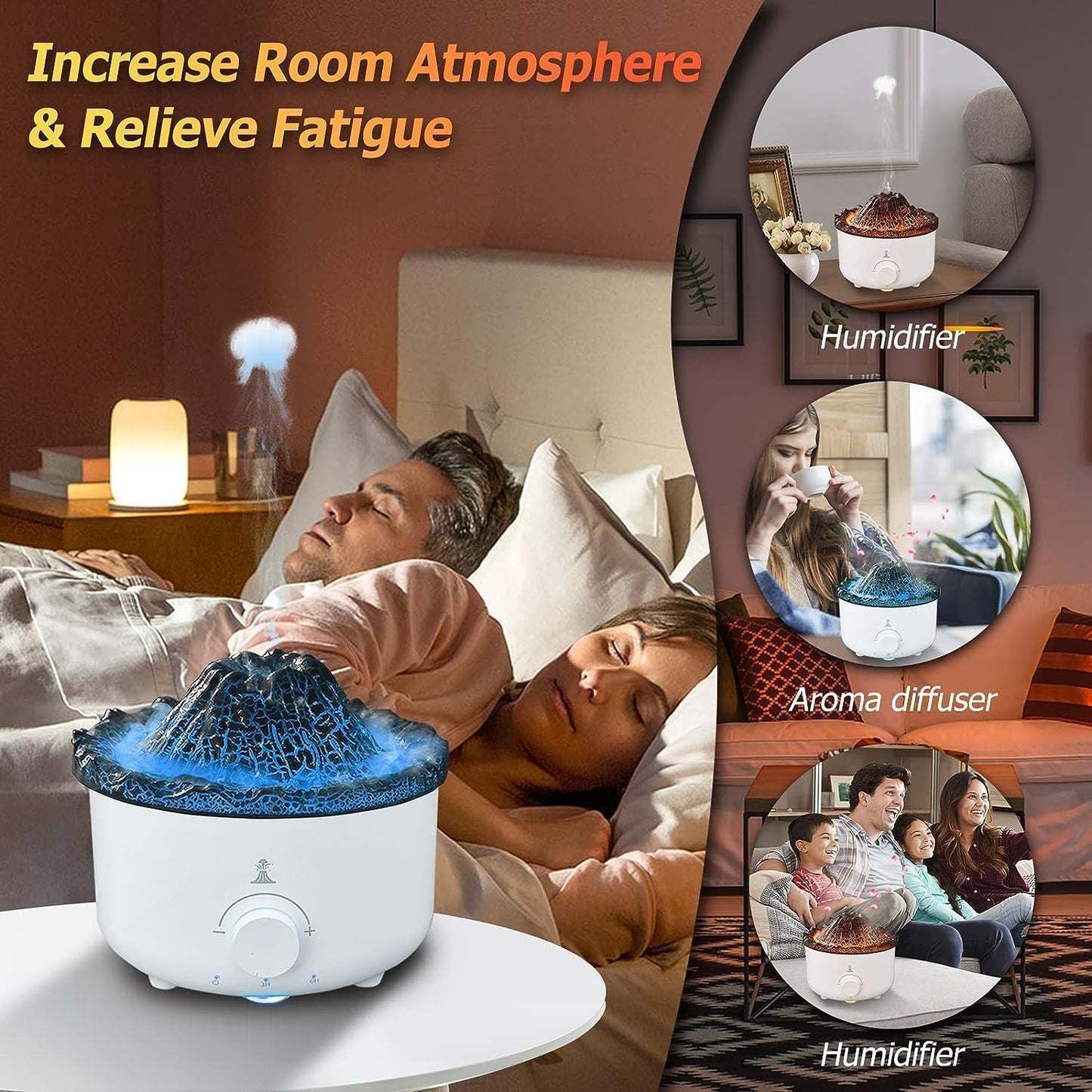 New Volcanic Lava Aromatherapy Machine Home Desktop Flame Humidifier Advanced Sense Simulation Flame Aromatherapy Machine Cross Border