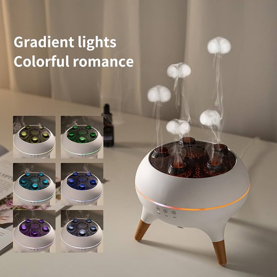 Cross-border New Timing Remote Control Humidifier Household Ultrasonic Porous Atomization Heavy Mist Jellyfish Aromatherapy Machine