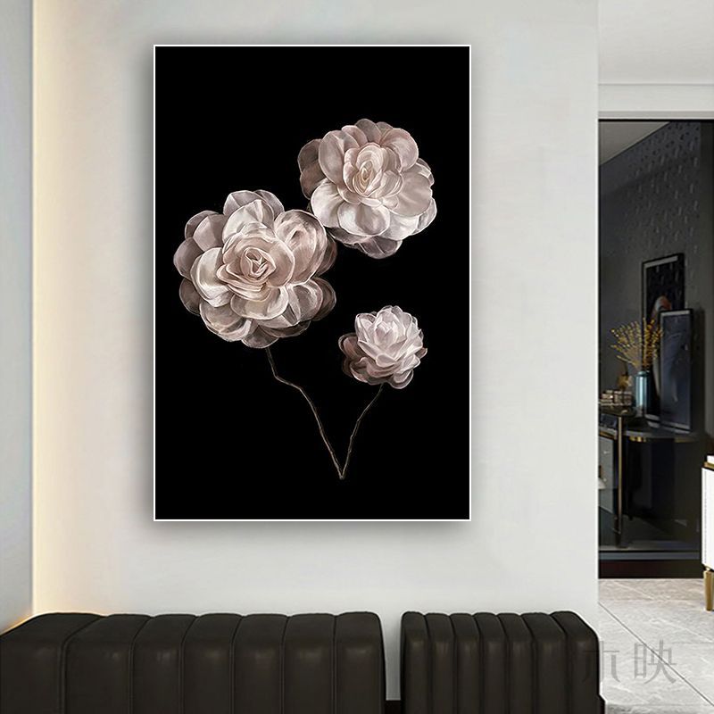 Fugui Camellia Decorative Painting Xiaoxiang Style Bedroom Studio Study Room Pendulum Painting French Living Room Dining Room Background Hanging Painting