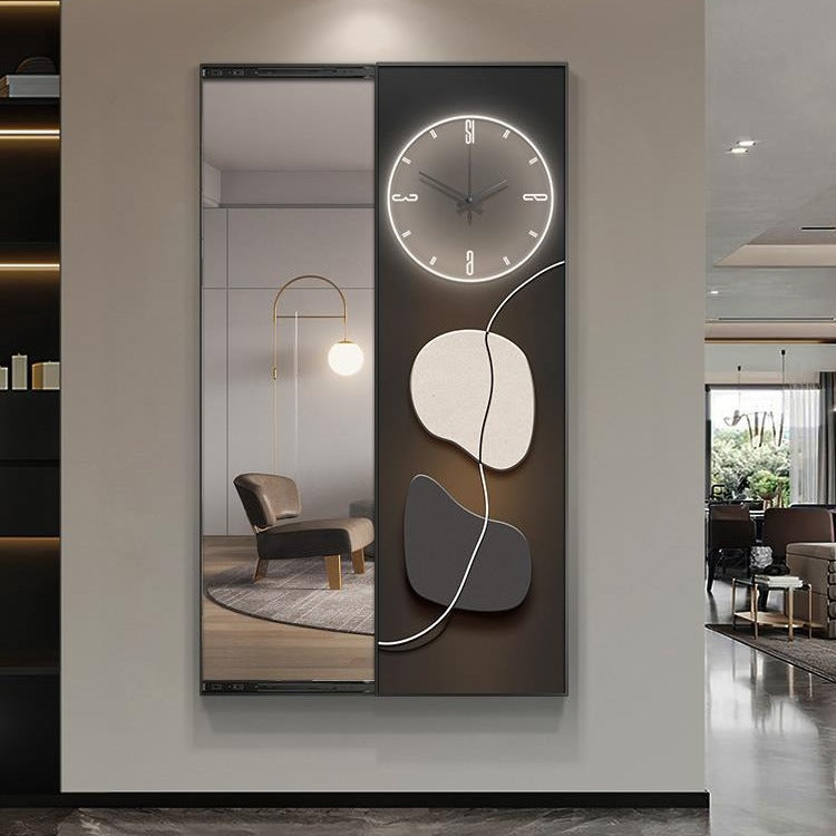 Modern Minimalist Hidden Full-body Mirror With Clock Decorative Painting Invisible Dressing Mirror Hallway Hanging Painting Fitting Mirror Painting