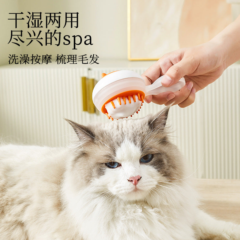 New Liquid Injection Automatic Cleaning Pet Dog Bath Brush Massage Dry And Wet Dual-Use Cat Soft Rubber Massage Hair Removal Brush