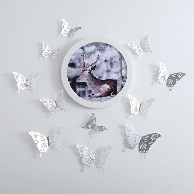 72 Foreign Trade Three-Dimensional Hollow Butterfly Wall Stickers Children's Room Wall Background Wall Decoration Self-adhesive Stickers Creative Stickers
