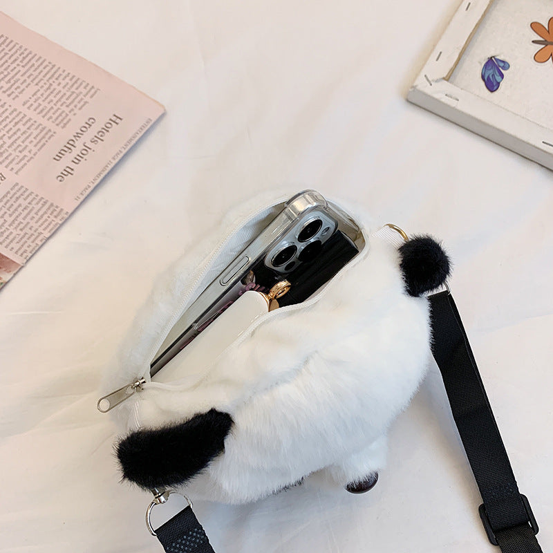 Cute Plush Toy Panda School Bag Doll Doll Crossbody Backpack Children's School Bag Cross Border Plush Bear Gift