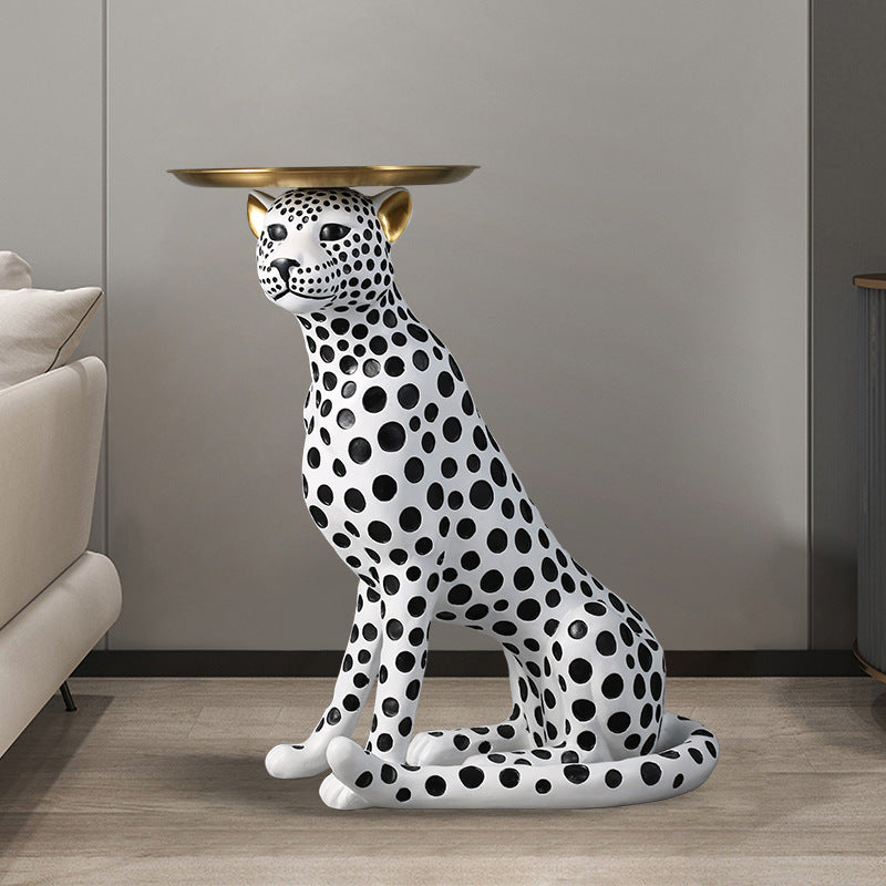 Large TV Cabinet Living Room Floor Decoration Hallway Entrance Sofa Tray Storage Sculpture Decoration Leopard