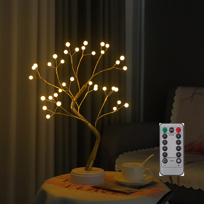 New Cross-border Explosions Led Remote Control 8 Function Copper Wire Lamp Pearl Tree Lamp Simulation Plum Blossom Christmas Light Night Light