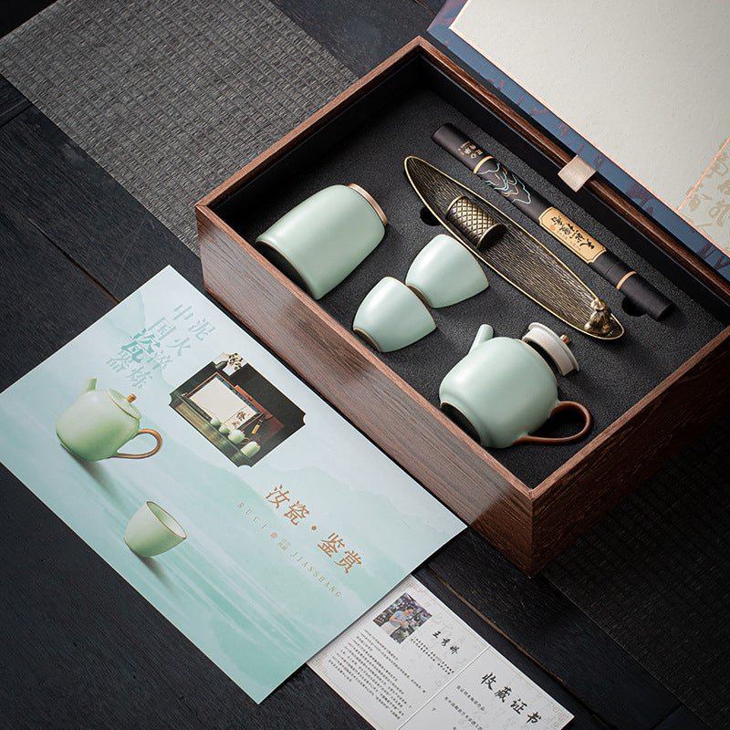 Antique Guofeng Ruyao Zhenzang Tea Set Business Gift Suit Company Enterprise Activities Accompanying Gift Employee Welfare Gift