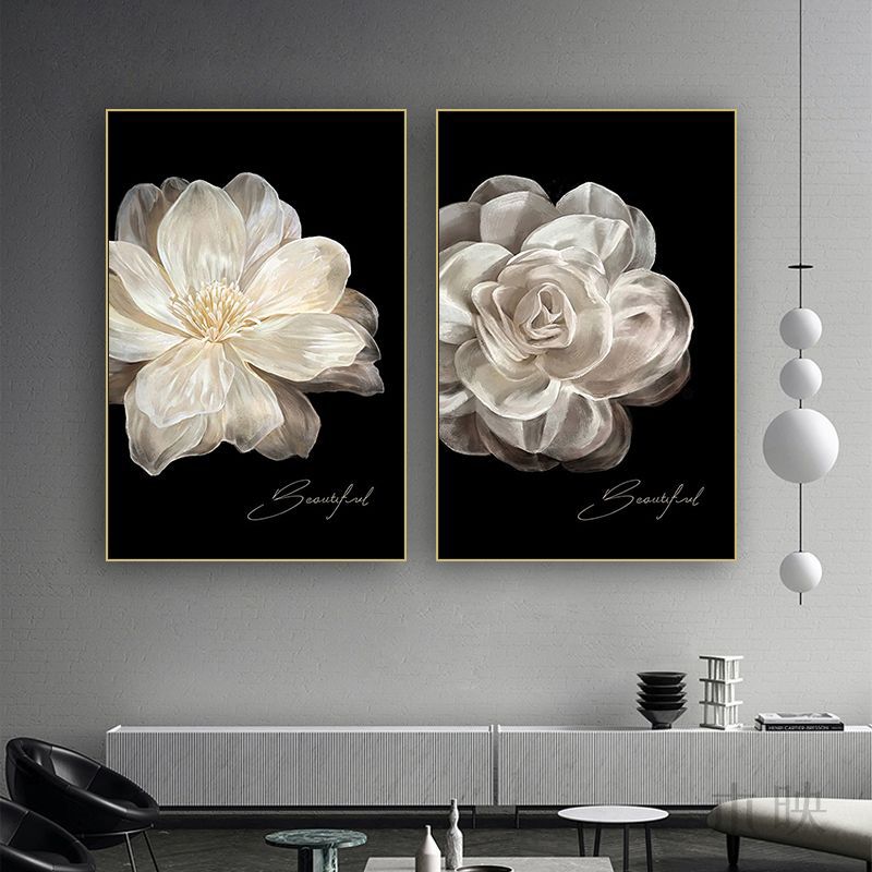 Fugui Camellia Decorative Painting Xiaoxiang Style Bedroom Studio Study Room Pendulum Painting French Living Room Dining Room Background Hanging Painting