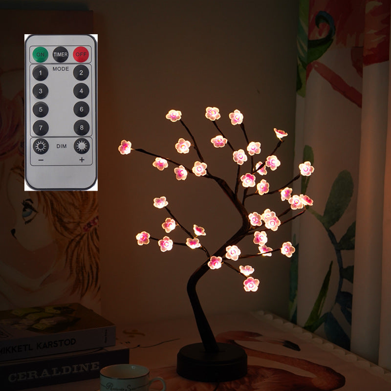 New Cross-border Explosions Led Remote Control 8 Function Copper Wire Lamp Pearl Tree Lamp Simulation Plum Blossom Christmas Light Night Light