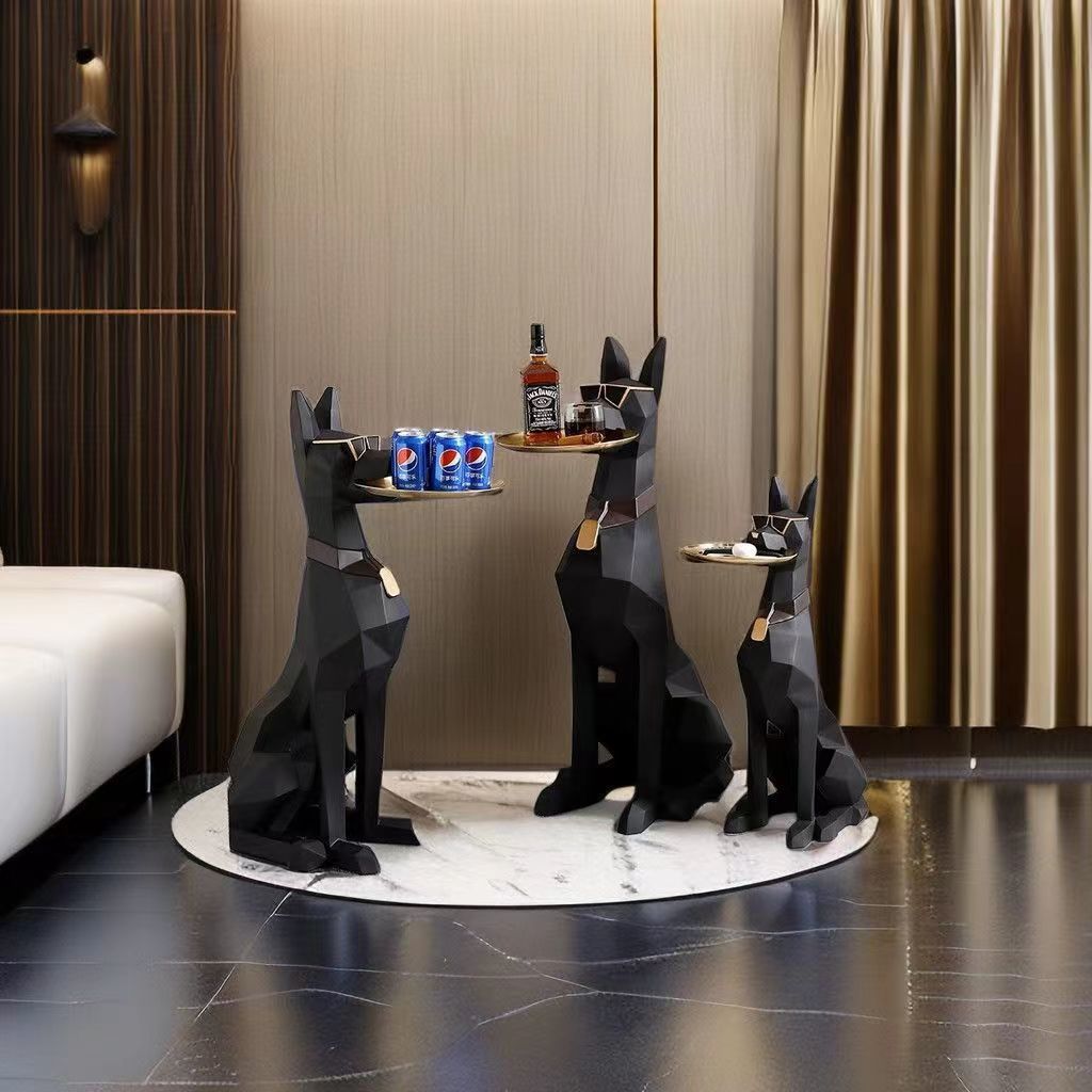 Large Floor Gentleman Dog Storage Lucky Decoration High-value Housewarming New Residence Living Room Entrance Home Decorations
