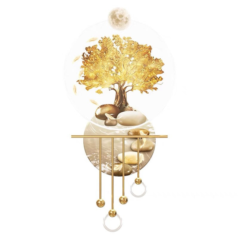 Fu Lu Yu Hallway Decorative Painting New Chinese Style Hanging Painting At The End Of The Corridor High-grade Sense Three-dimensional Light Luxury Light-emitting Wall Lamp Painting