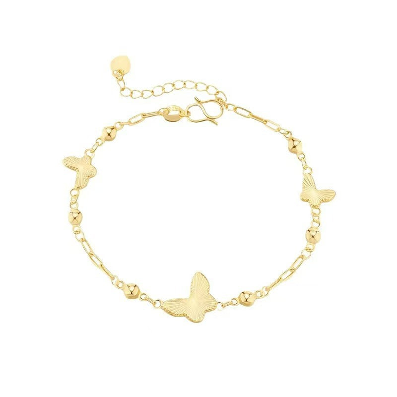 Gold Laser Butterfly Bracelet Women's New Style Ancient Style Fashion Exquisite Bracelet Advanced Sense Simple Bracelet For Girlfriends Gift