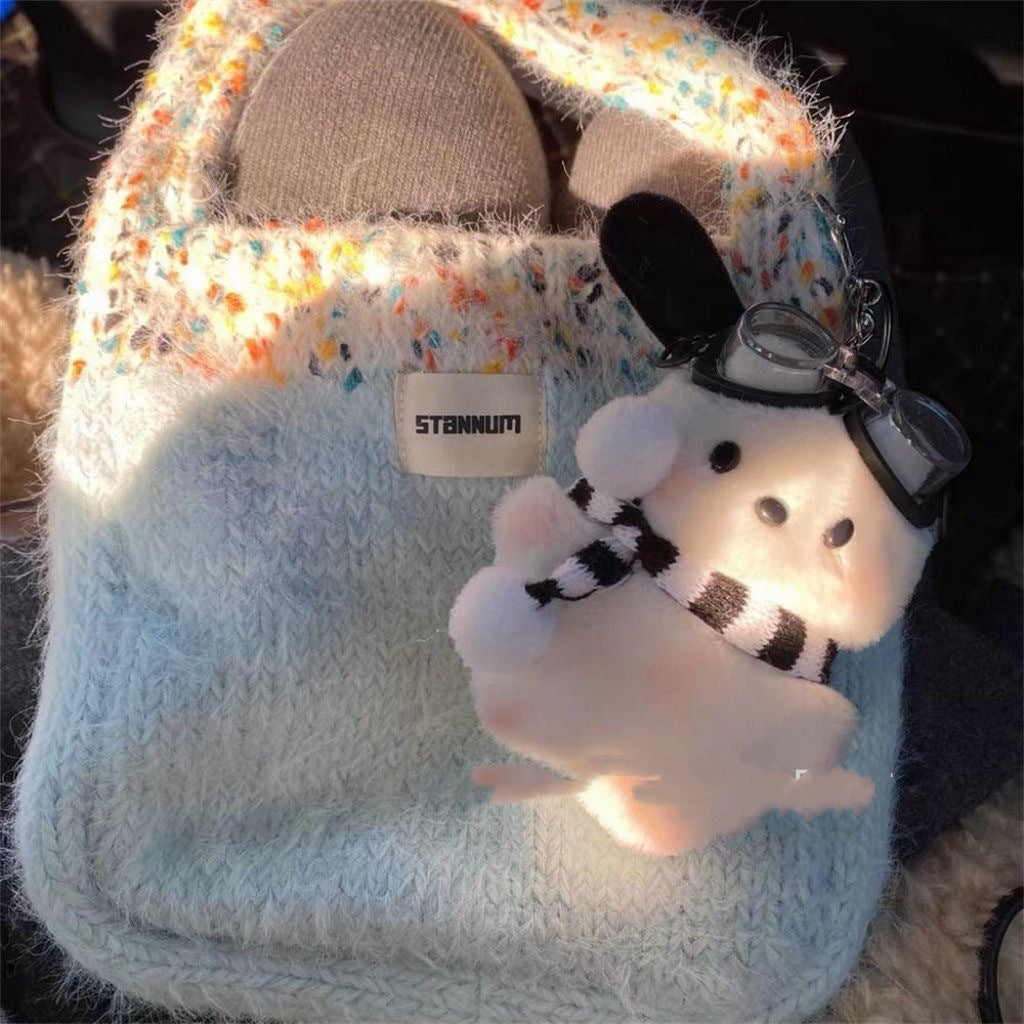 Ins Blush Pacha Dog Cute Doll Girl Heart Schoolbag Pendant Plush Creative Doll Cartoon Couple Gift
