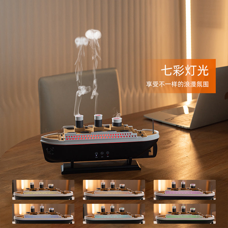 New Simulation Ship Smoke Ring Aroma Diffuser Desktop Creative Volcano Spray Jellyfish Cruise Fragrance Humidifier