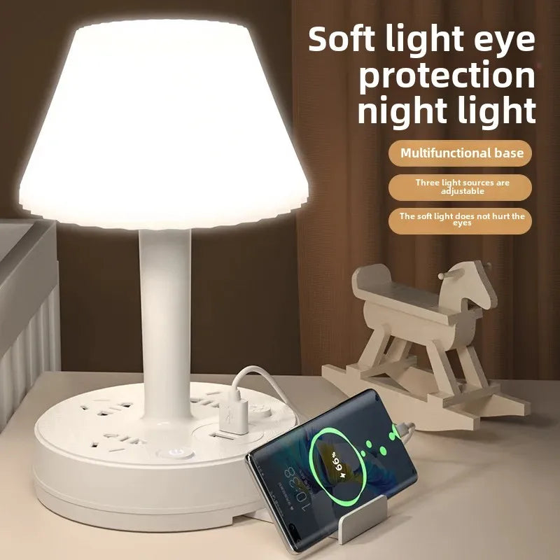 LED Eye Protection Desk Lamp Socket Bedroom Bedside Dormitory Patch Board Night Feeding Creative Night Light Multifunctional Desktop