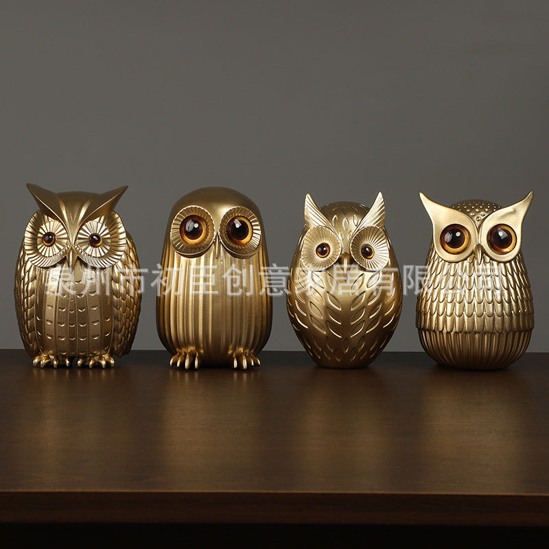 Cross-border Amazon Nordic Creative Resin Owl Ornaments Living Room TV Cabinet Bookshelf Desktop Home Decorations