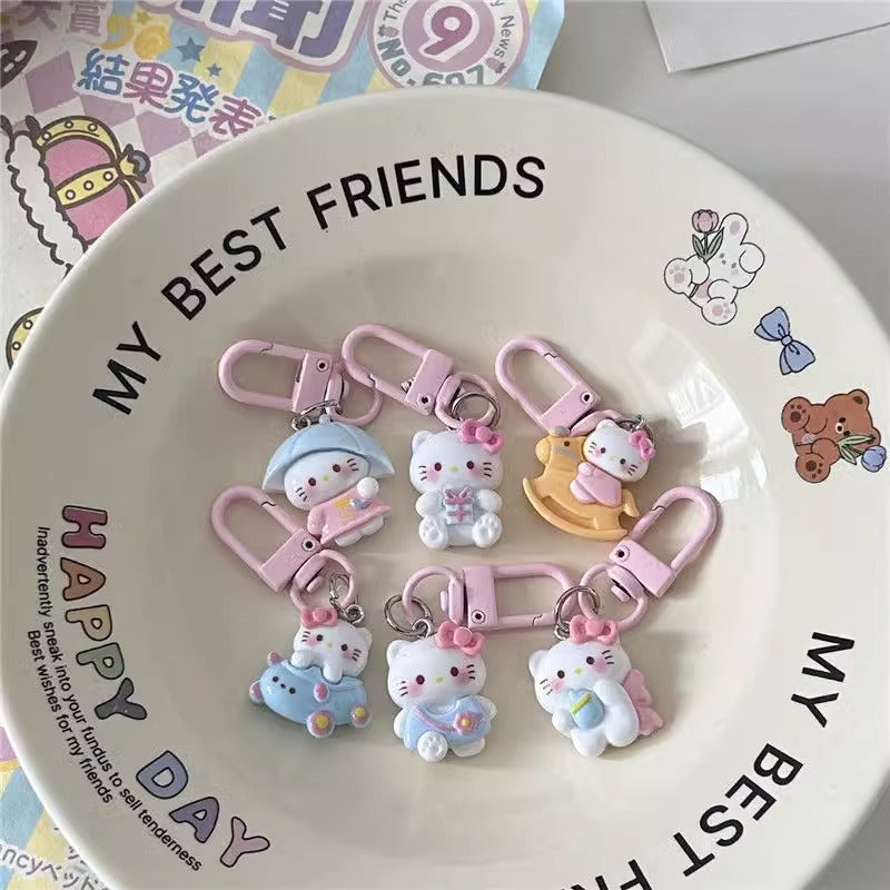 KT Cat Schoolbag Keychain Cartoon Cute Backpack Pendant Couple Small Gift Keychain Graduation Gift Wholesale
