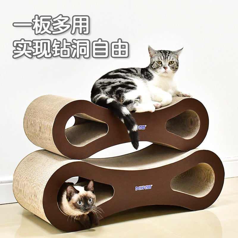 Super Large Multi-size Cat Scratch Board 8-shaped Corrugated Paper Cat Scratch Board Claw Grinding Toy Cat Supplies Pet Furniture