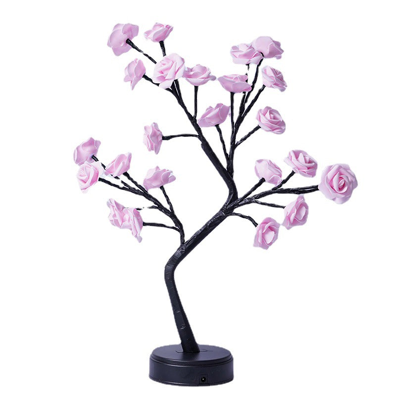 Cross-border Explosions Factory Direct USB Detachable LED Simulation Rose Tree Lamp Bedroom Gift Decoration Night Light