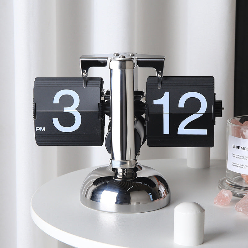 Automatic Page Flip Clock Living Room TV Cabinet Home Decoration Ornaments Simple Small Balance Mechanical Desk Clock Holiday Gift
