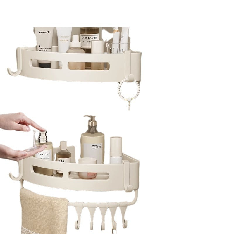 Bathroom Bathroom Triangle Storage Rack Punch-free Wall Hanging Toilet Toilet Storage Rack Cream Style White
