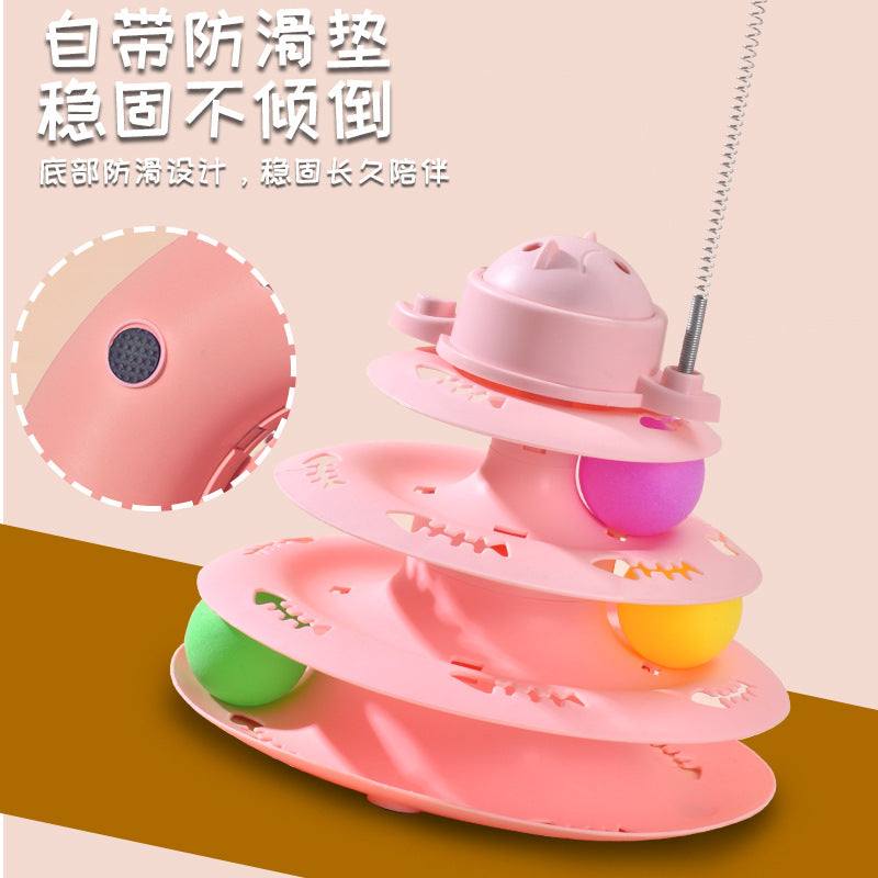New Macaroon Color Four-layer Cat Turntable Cat Interactive Self-hi Boring Toy Educational Cat Toy Manufacturers