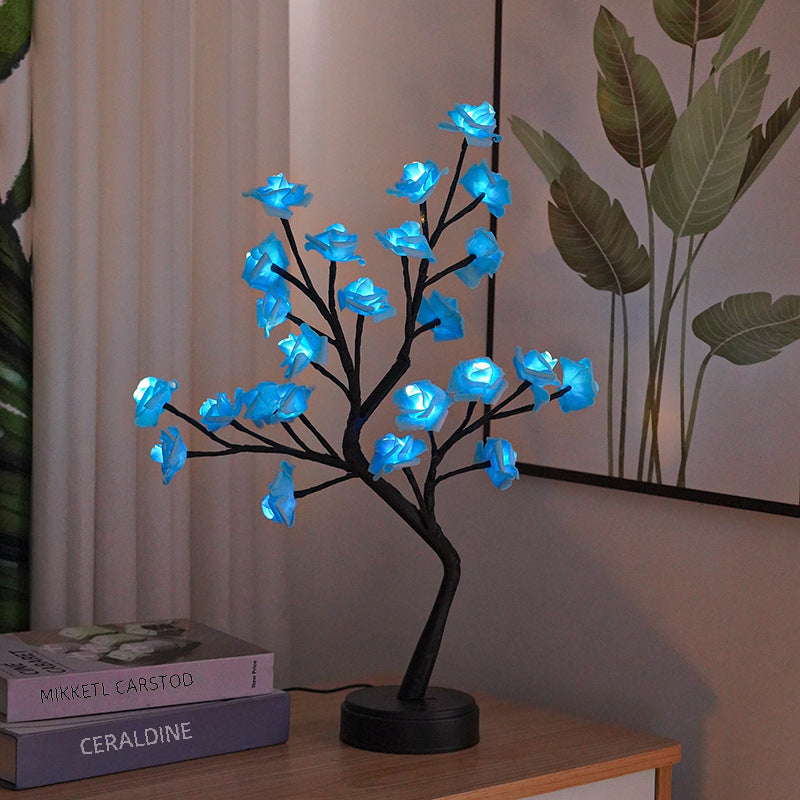 Cross-border Explosions Factory Direct USB Detachable LED Simulation Rose Tree Lamp Bedroom Gift Decoration Night Light