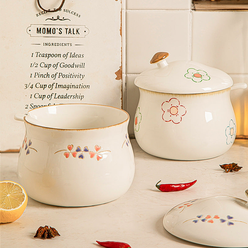Hog Oil Tank With Lid And Spoon Household Ceramic High Temperature Resistant Kitchen Meat Oil Tank Cute Creative Chili Oil Spice Tank