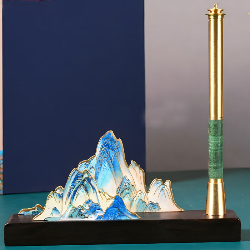 Qianli Jiangshan Sandalwood Pen Holder Sign Pen Office Business Gifts Suit Enterprises Accompanied By Gift Printing Logo To Customers