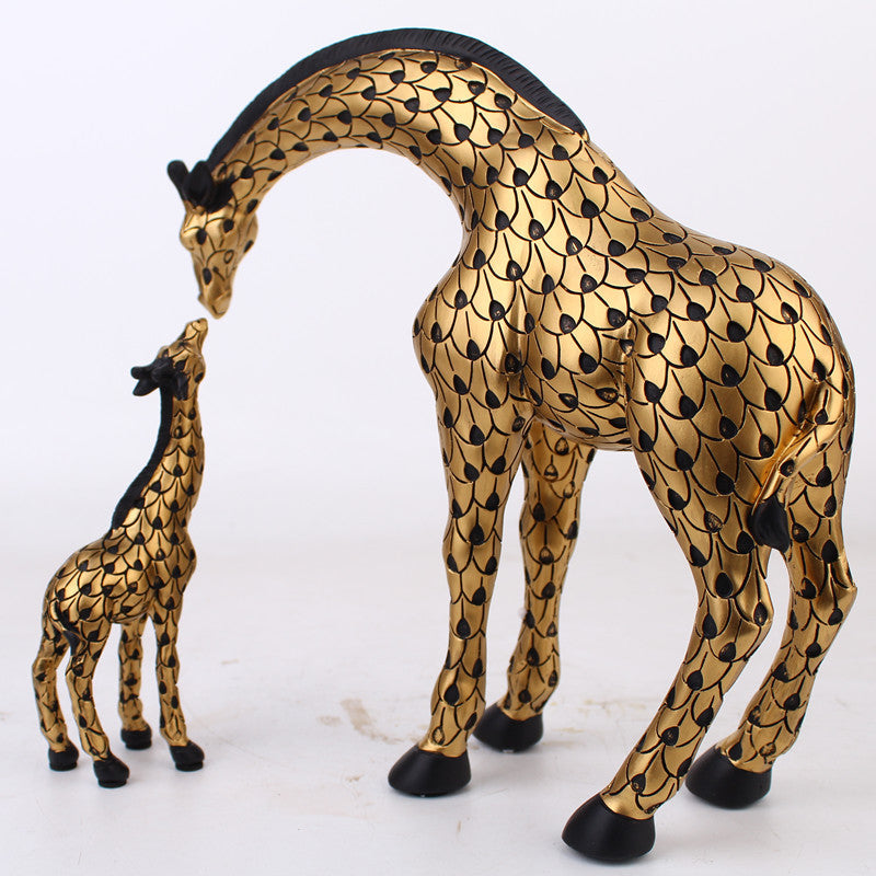 Cross-border New Resin Crafts European-style Mother-child Giraffe Home Living Room Study Wine Cabinet Decoration Wholesale