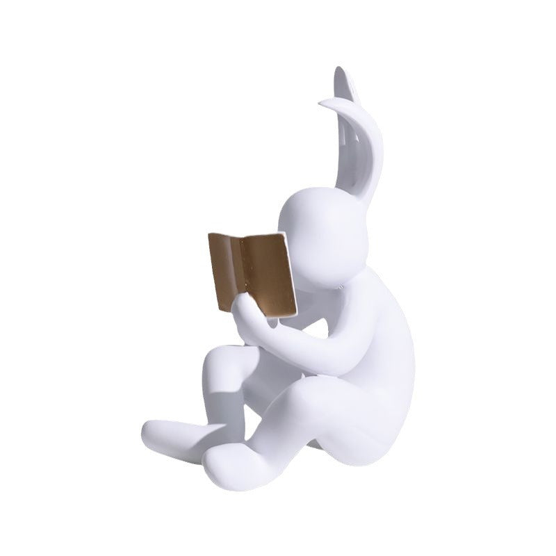 Modern Art Reading Rabbit Ornaments Light Luxury Minimalist Living Room Entrance Study Display Cabinet Creative Children's Room Decoration