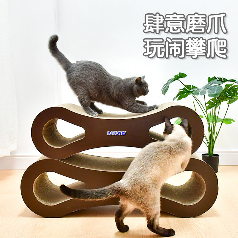 Super Large Multi-size Cat Scratch Board 8-shaped Corrugated Paper Cat Scratch Board Claw Grinding Toy Cat Supplies Pet Furniture