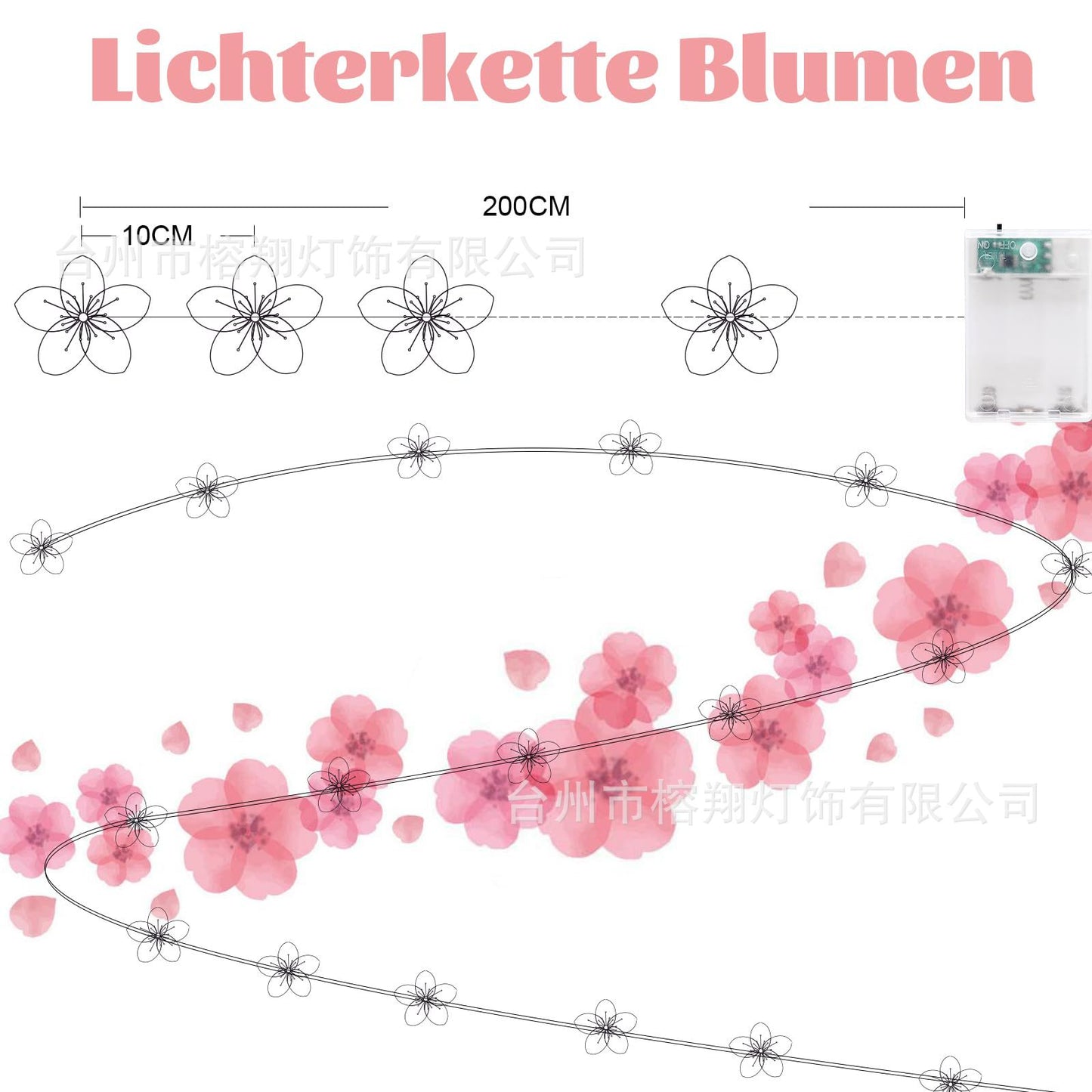 Amazon LED Copper Light Cherry Blossom Light String Peach Blossom Lights Outdoor Courtyard Outdoor Camping Decorative Modeling