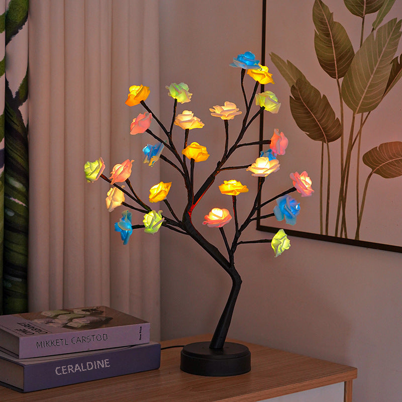 Cross-border Explosions Factory Direct USB Detachable LED Simulation Rose Tree Lamp Bedroom Gift Decoration Night Light