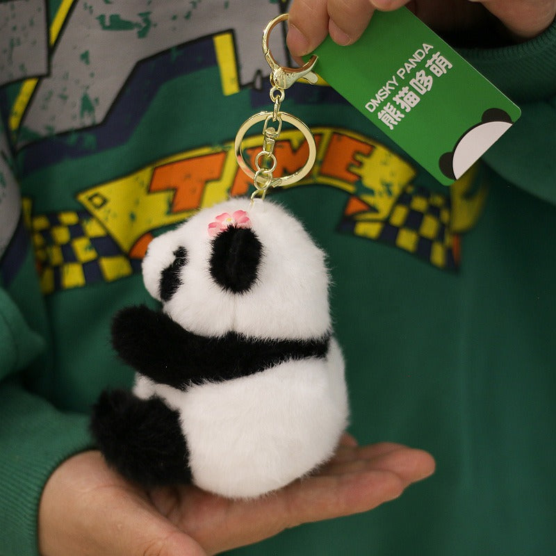 Cute Flower Panda Plush Toy Doll Backpack Small Pendant Bag Hanging Doll Gift Wholesale