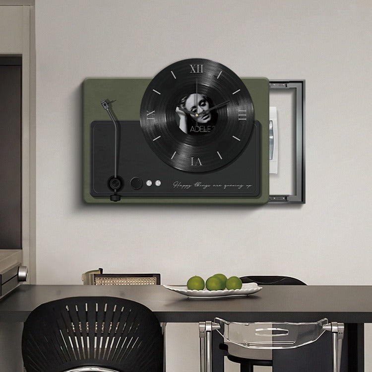 Vinyl Record Meter Box Decorative Painting Wall Clock High Sense Niche Art Distribution Box Painting Restaurant Creative Clock