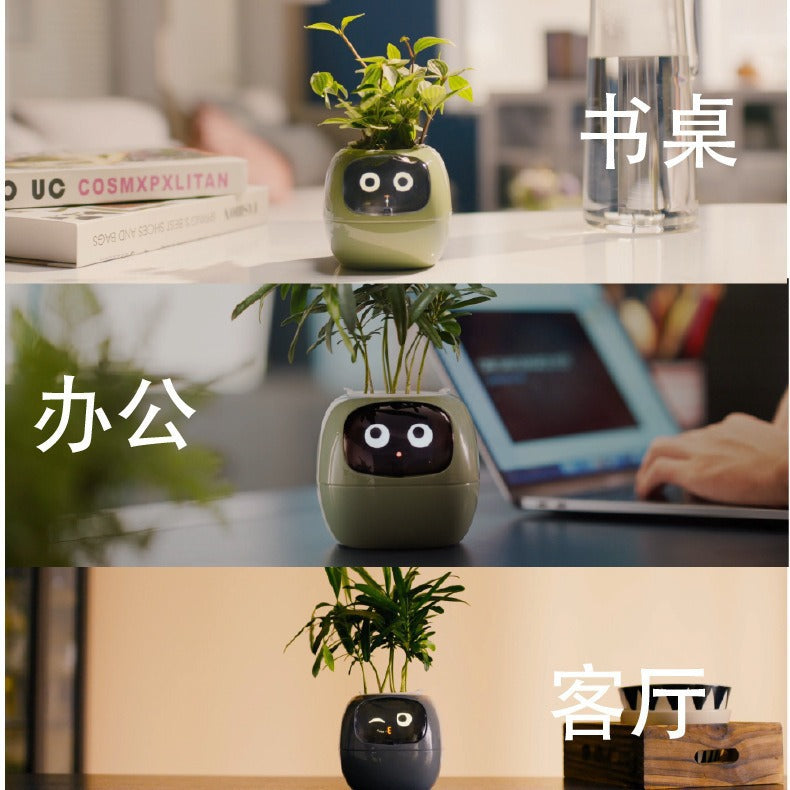 Intelligent Lazy Man Automatic Water Absorbent Flower Pot Plastic Resin Round USB Rechargeable Indoor Plant Small Flower Pot