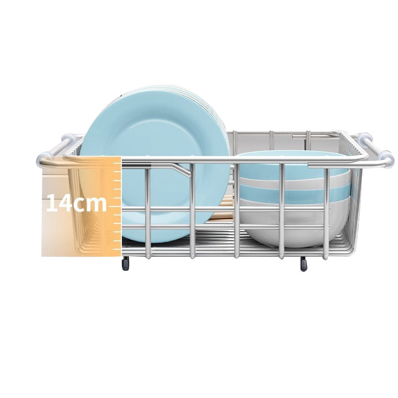 Factory Supply Stainless Steel Sink Drain Basket Sink Drain Bowl Rack Telescopic Kitchen Storage Rack Dishes And Dish Dishes