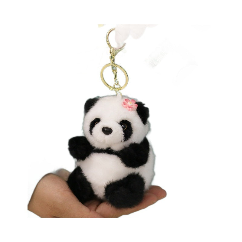 Cute Flower Panda Plush Toy Doll Backpack Small Pendant Bag Hanging Doll Gift Wholesale