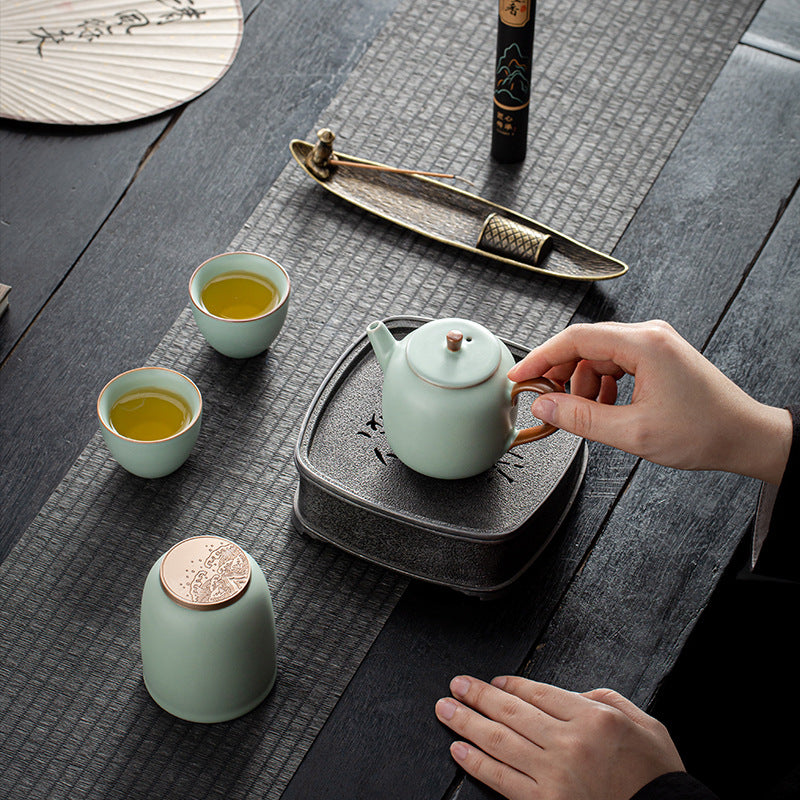 Antique Guofeng Ruyao Zhenzang Tea Set Business Gift Suit Company Enterprise Activities Accompanying Gift Employee Welfare Gift