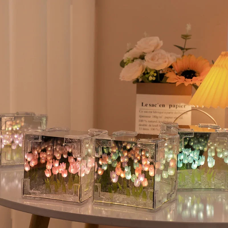 Rubik's Cube Tulip Finished Handmade Diy Flower Sea Stereo Nightlight Creative Student Gift For Girlfriend