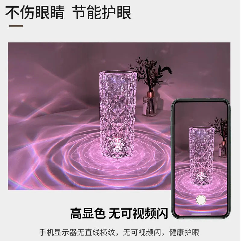 Nightlight Gift Female Ins Internet Celebrity Emotional Crystal Romantic Rose Light Atmosphere Light Charging Room Atmosphere Light